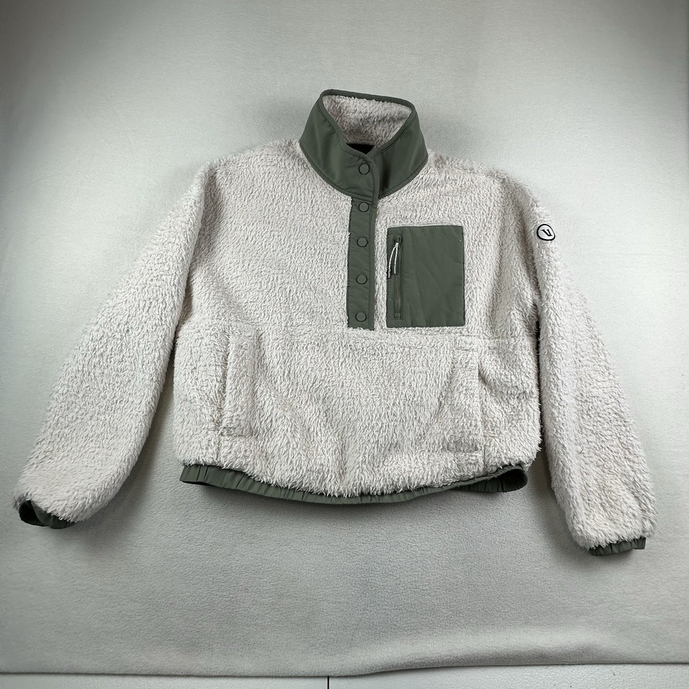 Vuori Cream and Gray Sherpa Jacket